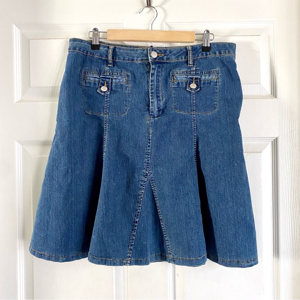 y2k ‘ ZOEY BETH : plus ’ Flared Denim Mini Skirt size XL